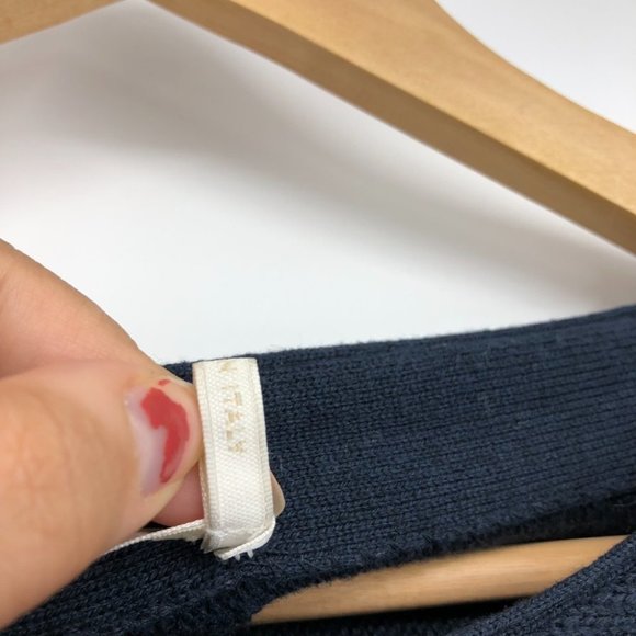 Chloe Fringe Poncho in Night Blue Cotton Wool Blend Drape Sweater Navy S - Picture 6 of 9